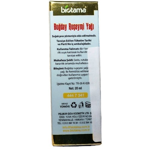 Buğday Ruşeymi Yağı (Soğuk Sıkım) (Biotama) 20ml - onsbazaar.com