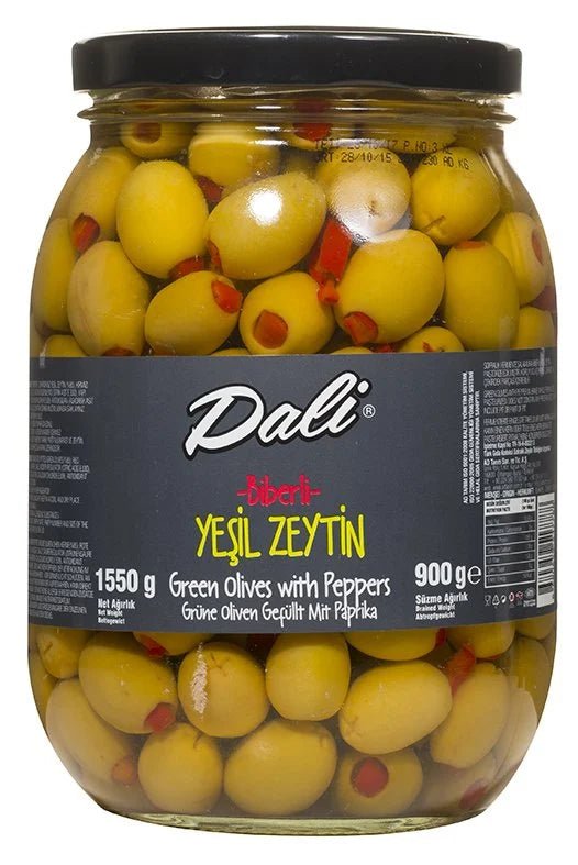 Dali Biberli Yeşil Zeytin 1550gr (Brüt) - Cam - onsbazaar.com